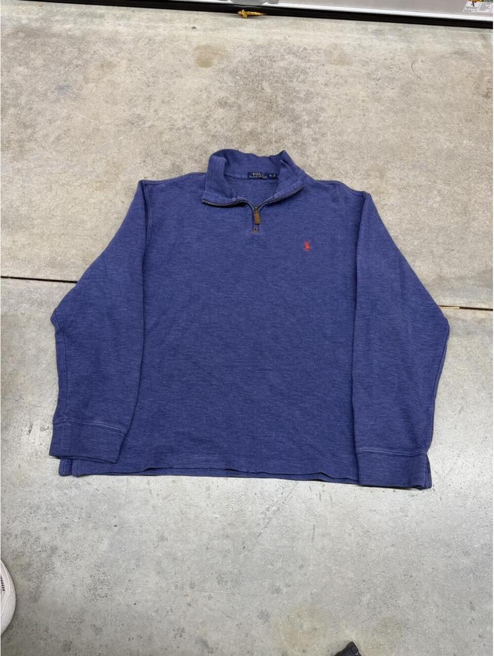 vintage polo ralph lauren blue quarter zip sweater size xl